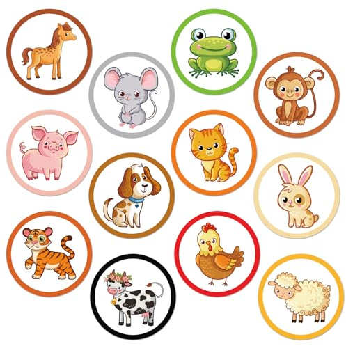 24pcs Töpfchentraining Aufkleber, 12 Stile Toilettenziel Töpfchenaufkleber Wechselnde Farbe Schwein, Hund, Katze, Wiederverwendbare Töpfchensitz Aufkleber, Tiere für Jungen, Mädchen, Kinder