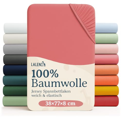 Laleni Jersey Spannbettlaken, 38x77cm, für Baby Beistellbett & Stubenwagen, 100% Baumwolle, Oeko-TEX Zertifiziert, 2er Set, Koralle