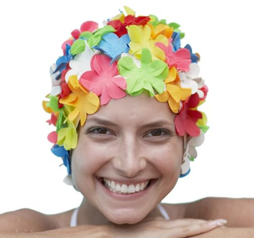 Swimmershop Cuffia Piscina Donna Fiori Vintage - Cuffia da Bagno Cuffia Doccia Donna e Bambina - Cuffia per il Mare Motivo Floreale Stile Retrò Comoda e Divertente