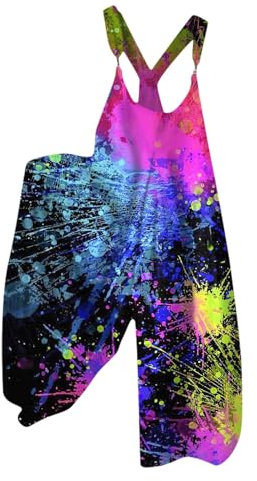 Combinaison Femme Ete Combinaison Femme Grande Taille Salopette De Travail Femme Combinaison Soiree Femme Salopette Femme Large Pantalon Femme Été Salopette Femme Ete Fluide Multicolore 3XL