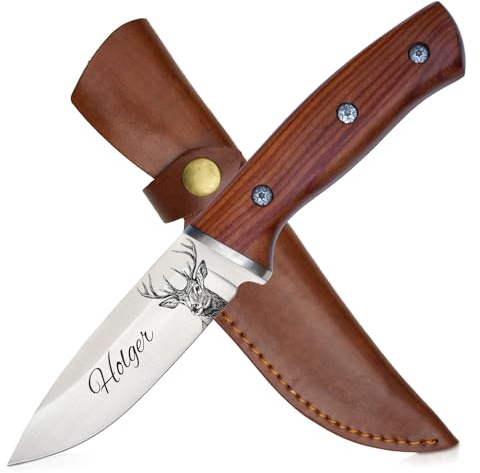 WOLFSARTIG Jagdmesser mit Gravur – personalisierte Jagd Geschenke für Jäger Geburtstag, Vatertag & Weihnachten (ohne Ständer)