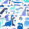 Fabreco - 100% Premium Baumwollstoff Meterware 50x160cm - blaue Dinosaurier | 220 g/lfm – Weich, langlebig & hautfreundlich | Stoffe Zum Nähen & Dekoration | Stoff Meterware - Fabric