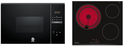 Balay 3CG5172N2 - Microondas, electrónico, Encastrable sin marco, 38 cm, 20 l, 5 F & 3EB715LR - Placa Vitrocerámica, 60cm, 2 Zonas, 5.700W, Función Silencio, Control Táctil