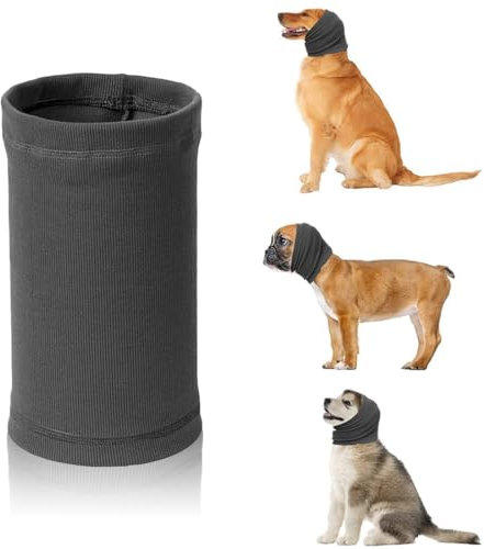 Cache-oreilles et tour de cou pour chien, confortable et anti-anxiété, toilettage facile, réduction du bruit, taille M (Gris)