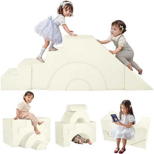 MeMoreCool Kindersofa Spielsofa, Modulares Schaumstoff Bausteine-Sofa, Baby-Schlafsofa zum Klettern und Krabbeln, Softbausteine für Kinderzimmer oder Spielzimmer, Mini Sofa mit Rutsche und Treppe