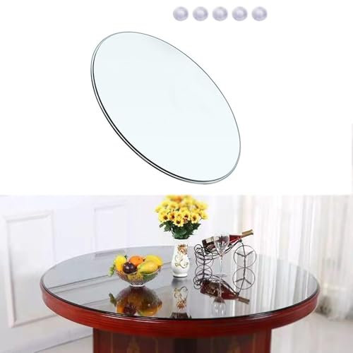 BVDHASDBT Plateau rond en verre trempé, diamètre 38-68-50-90 cm, plateau de table en verre, idéal comme dessus de table/base, plateau de table rond en verre (90 cm)