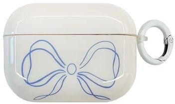 Kawaii Blue Bow Case for AirPod 1&2 Generation Case with Lock,Cute Retro Trendy y2k Stylish ins Cool Girls Hot Women Slim Protective Cover for Airpod 1&2