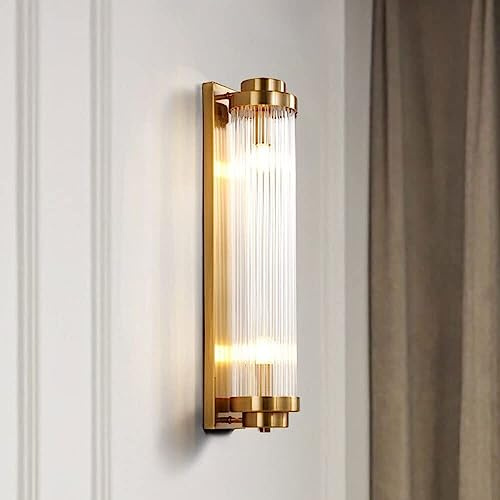 Applique Murale à Tube Long Rotatif pour Salle de Bain, éclairage Mural cylindrique en Verre Transparent doré et Noir, éclairage Moderne en Verre pour Salon (A