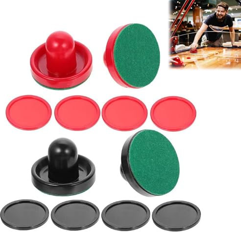 Tischhockey Set,Air Hockey Pushers,Drücker für Air Hockey Tisch Spiel,Kunststoff Tisch Eishockey Set,4 Airhockey Schieber,4 Flanell,8 Pucks Tokaneit
