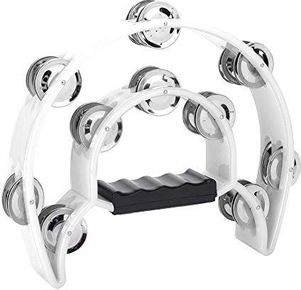 Zweireihiges Glocken-Tamburin-Percussion-Musikinstrument (Weiß)