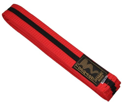 TEKKA BUDO Kampfsport Gürtel mit Mittelstreifen rot-schwarz 240 cm 2-farbig - Budogürtel, Karate, Judo, Taekwondo, Ju-Jutsu