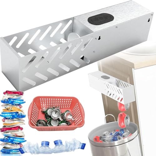 Trituratore Elettrico per lattine, trituratore Automatico per lattine con Cilindro Pneumatico per Il Riciclaggio, compattatore per rifiuti da Parete da 12/16 Once, Ciclo One Click/Acciaio inossidabi