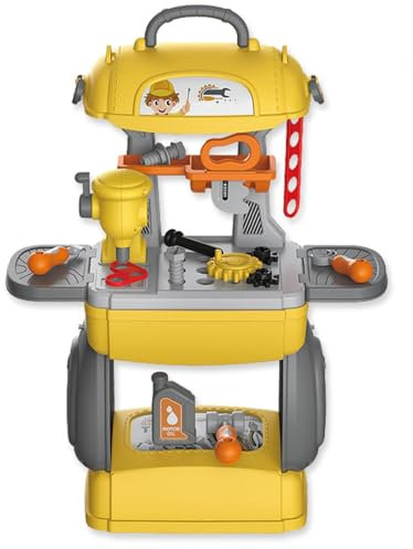 OBEST Cassetta Attrezzi Giocattolo, Attrezzi da Lavoro per Bambini, Costruzioni Giochi Far Finta di Giocare con Viti Cacciavite, Valigetta da Lavoro Regalo per Bambini