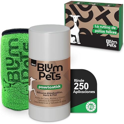 Blum Pets | Die Happy Paw Routine – Pfotenbalsam Hund Stick mit Mikrofasertuch und Geschenkbox – Natürlich, Vegan, Feuchtigkeitsspendend, Reparierend, Schützend, Sicher zum Ablecken
