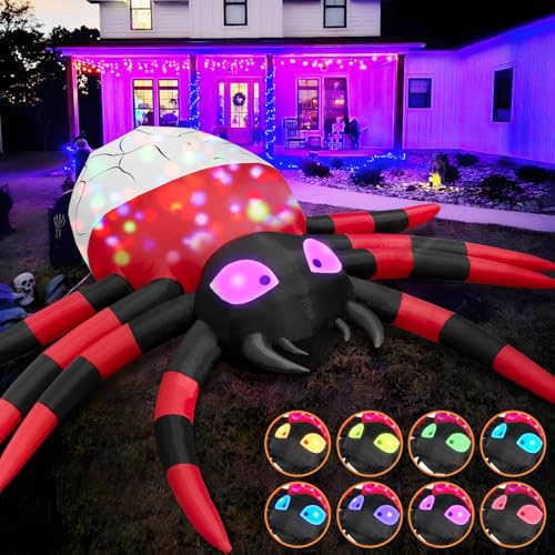 12 Fuß Lange Halloween Deko Aufblasbar XXL im Garten Halloween Decoration | Aufblasbare Spinnennetz-Halloween-Deko (LED), Maß 12 Fuß, für Halloween-Party, Hof, Garten & Rasen