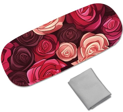 CREATCABIN Custodia Rigida Occhiali Sole June Rose in Pelle Custodia Portatile Occhiali Custodia Protettiva A Conchiglia Panno Pulizia Regalo Donne e Uomini Viaggio 16.2x6.4x3.9cm