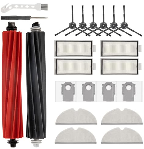 Feilifan 22 Stück Zubehörset für roborock Q5 Max+, Q8 Max Saugroboter | Ersatzteile Hauptbürste, Seitenbürste, Filter, Mop Tücher, Staubsaugerbeutel, für Q8 Max+, Q5 Pro, Q5 Pro+ Staubsaugerroboter