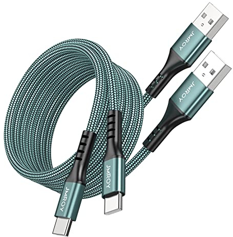 2 Pack 3M Braided USB-C to USB-A Fast Charging Cable | 3A Rapid Charger Cord for Samsung Galaxy S10/S9/S8/Note, LG G8/G7 | Nylon-Braided & Durable