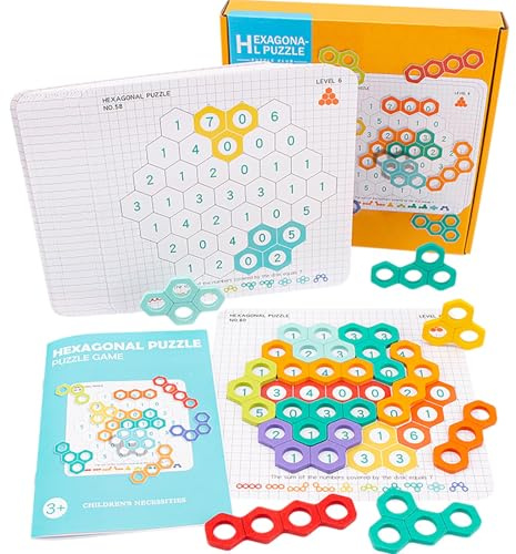 Dr. MUYA® Montessori Spielzeug 3 4 5, Lernspiele ab 3 Jahre, Sechseck-Puzzle für Kinder, Rechnen Lernen, Feinmotorik, Geschenk 3-5 Jahre Kinder Junge Mädchen
