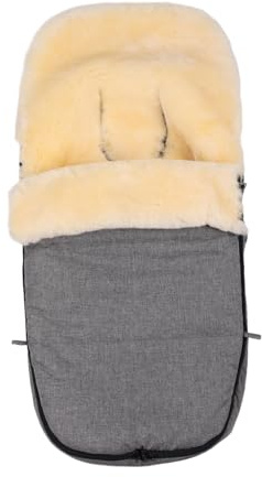 Merauno® Baby Lammfellfußsack Kinderwagen Fellsack Kuscheliger Buggy Kinderwagen-Fußsack Wind-und Wasserdicht Thermoregulierend Rundum-Reißverschluss 90×50cm (Hellgrau Melange)