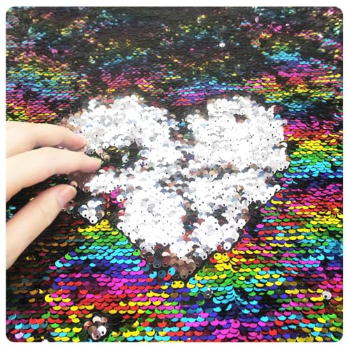 Wende Paillettenstoff Glitzerstoff Stoff zum Nähen DIY Meerjungfrau | Die funkelnde Paillettenoberfläche sorgt für einen glamourösen Glanz und eine elegante Optik – ideal für kreative Designs.