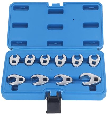 10-teiliger metrischer Gabelschlüsselsatz (3/8-Antrieb) | 10–22 mm Bördelmutternschlüssel for Kraftstoff- und Bremsleitungen | U-förmige Maulschlüssel mit Aufbewahrungsbox | Wärmebehandelter Stahl 45