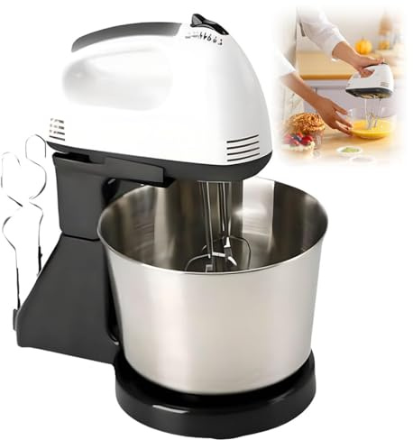 Mixeurs Sur Socle, Mélangeur Alimentaire Polyvalent 2l Bol à Mélange En Acier Inoxydable 7 Vitesses, Mixeur Sur Socle Et Mixeur à Main Avec Crochet à Pâte, Fouet Filaire Pour La Pâtisserie, Gâteau, Pé