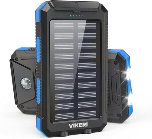 Vikeri Solar Power Bank 26800mAh, Portable Solar Charger, Portable Charger USB C Fast Charging Outdoor with Flashlight 4 Output Ports for Smartphones Tablets and More (Deep Orange)