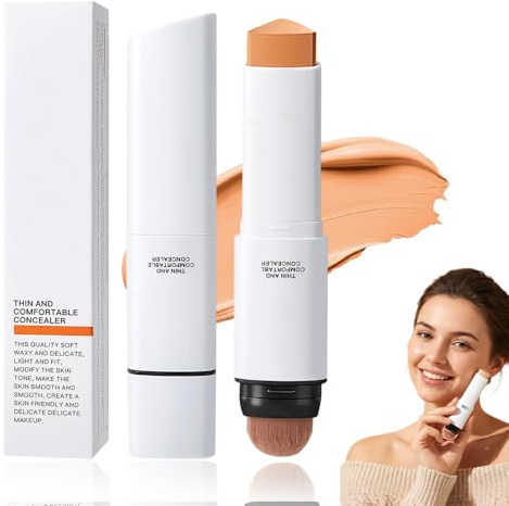 Color Changing Foundation Stick, 2026 Neu 2-in-1 Farbwechselnder Foundation Stick, White Foundation mit Pinsel, Korean Foundation Makeup, Gesichtsgrundierung für Alle Hauttypen (04#)
