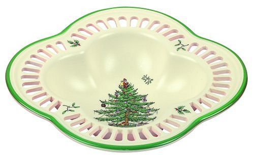Spode Christmas Tree Pierced Lace Edged Bowl