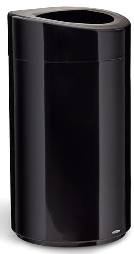 Safco Open-Top Contemporary-Style Trash Can, Stainless Steel, 30 Gallon, Black