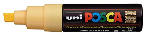 Uni Posca Marker PC- 8 K, Glasschreiber, Spitzenbreite 8 Mm, Fluoreszierend, Orange