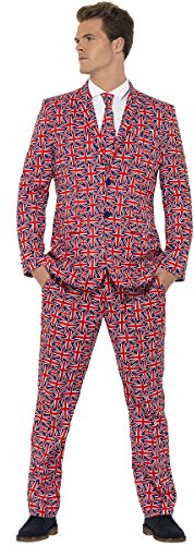 Smiffys Union Jack Anzug, mit Jacke, Hose und Krawatte