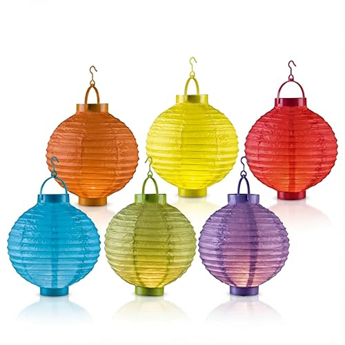 (Riya@) 6er Set LED bunt Papierlaterne Lampion Lampions Laterne Garten Ballon Papierlampion