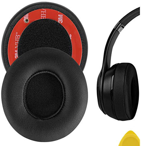 Geekria QuickFit Replacement Ear Pads for Beats Solo 2 Wireless (B0534) (Not Compatible with Beats Solo2 Wired) On-Ear Headphones Ear Cushions, Repair Parts (Black)
