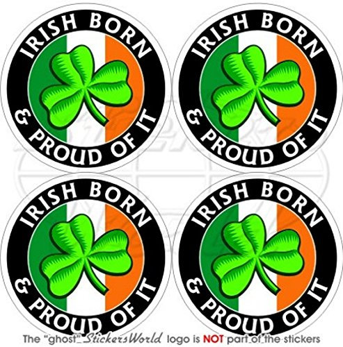 Irland Irish Born & Stolz Irland Shamrock 50 mm (5,1 cm) Vinyl bumper-helmet Sticker, Aufkleber X4