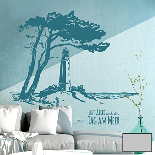 Wandtattoo Wandaufkleber Wandsticker Aufkleber Sticker Ostsee Hiddensee Leuchtturm & Spruch M1930 ausgewählte Farbe: *mittelgrau* ausgewählte Größe: *XL*