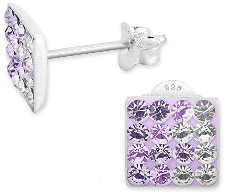 Soul-Cats 1 paio di orecchini di strass in argento sterling 925 in bianco lilla