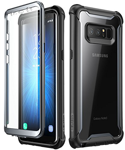 i-Blason Coque Samsung Note 8, Coque Intégrale Transparente Bumper Série Ares avec Film Protecteur d'écran Intégré pour Samsung Galaxy Note 8 2017, Noir