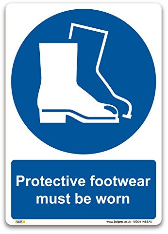 Protective footwear must be worn Sign - A5 Self-adhesive Vinyl - Mandatory Safety PPE