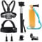 TEKCAM 4 in 1 Action Camera Accessories Bundle Kits Head Strap Mount Chest Harness Belt Mount Monopod Floating Hand Grip Compatible with GoPro/AKASO/WOLFANG/Surfola Waterproof Action Camera