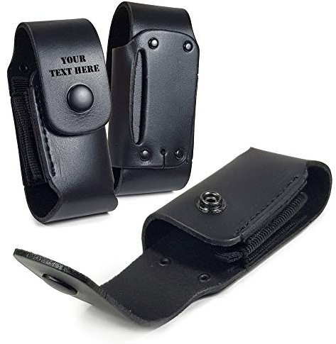 TUFF LUV Personalisierte Echt Leder Holster Hülle Tasche [Kompatibel mit Leatherman] Wave WP650 - Schwarz