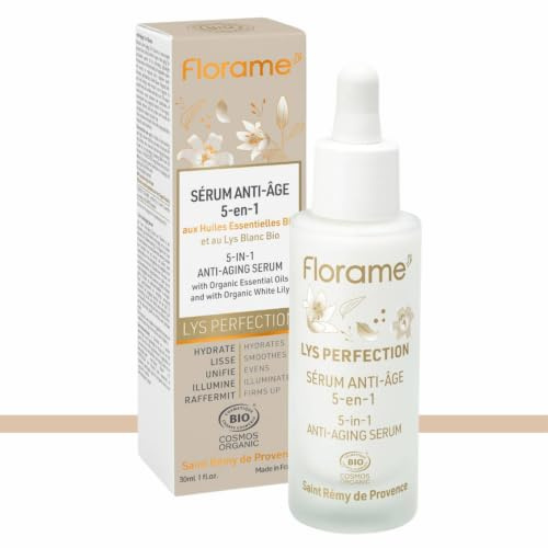 Florame Sérum Anti-Âge 5-en-1 Lys Perfection 30 ml | Hydrate, Lisse, Unifie & Raffermit, Rides & Éclat, Fabriqué en France