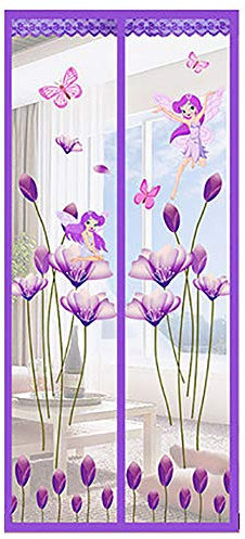 Ohmais Tenda Zanzariera Magnetica per Porta con Calamita per Porte Impedendo Agli Insetti di Entrare 90x220CM fiore viola