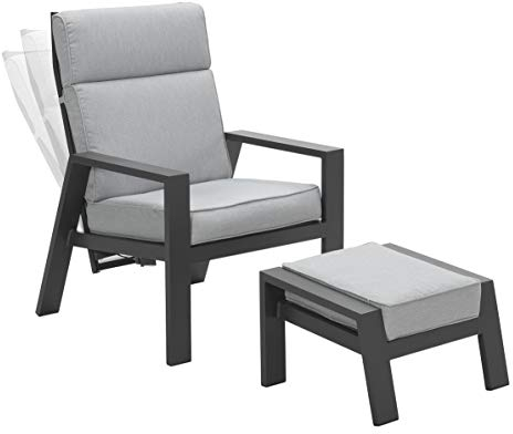Garden Impressions Luxus Relaxsessel mit Hocker Max, Verstellbarer Rücken