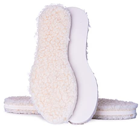 SULPO Plantillas de Invierno - Capa Superior de Lana de Oveja Natural y parte Inferior de Espuma de Látex - Calientes, Absorben Impactos, Duraderas - Térmicas Aislantes - Tallas: 23-50, Pack 2 Pares