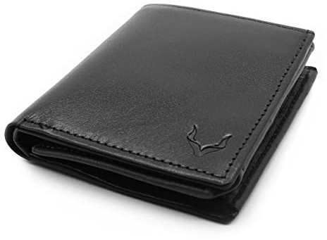 PELLE TORO Handmade Portrait Men's Wallet, Compact RFID Blocking Napa Leather Wallet with 2 Note Compartments, Coin Pocket, 13 Slots and ID Window, in Wooden Mens Gift Box