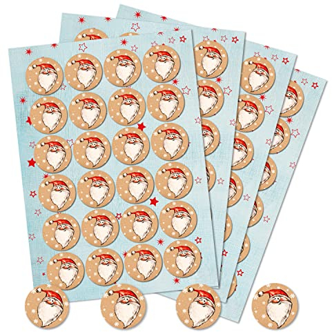 Logbuch-Verlag 96 Weihnachtsmann Nikolaus Aufkleber rund 4 cm - Geschenkaufkleber Weihnachten Nikolausgeschenk rot weiß beige für Kinder Kunden Mitarbeiter