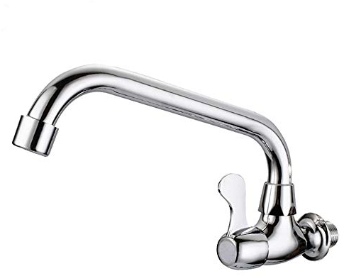 Grifo de cocina moderno para fregadero montado en la pared con boquilla giratoria de agua fría grifo de latón de una sola manija