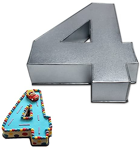 Global Outlet Ltd 0-9 Number Large Individual Cake tins for Baking, Birthday, Wedding Anniversary & Parties, Metallic Cake molds (4)